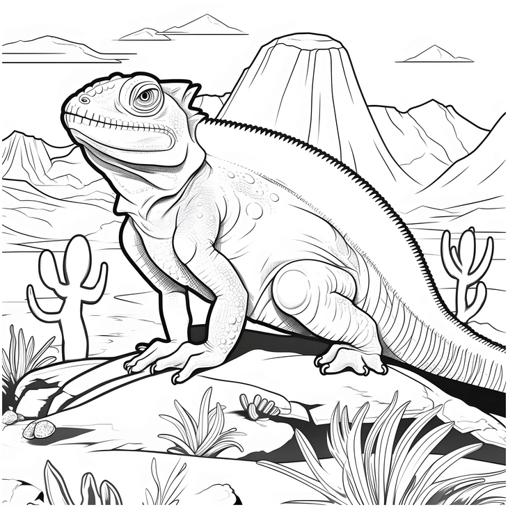 malvorlage-chamaeleon-auf-felsen-in-der-natur