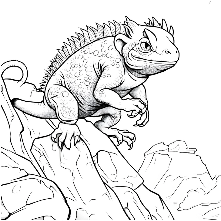 malvorlage-chamaeleon-auf-felsigem-huegel