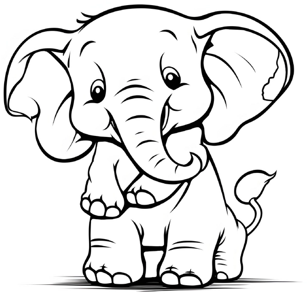 malvorlage-charmanter-elefant-ausmalbild