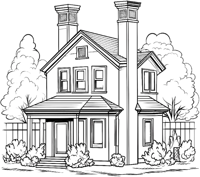 malvorlage-charmantes-haus-mit-baeumen
