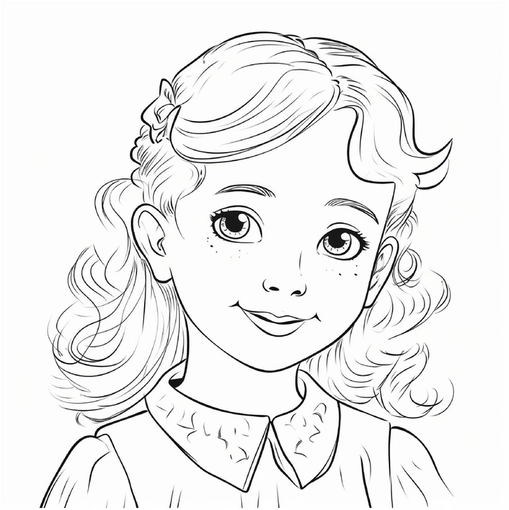 malvorlage-charmantes-maedchen-mit-lockigem-haar