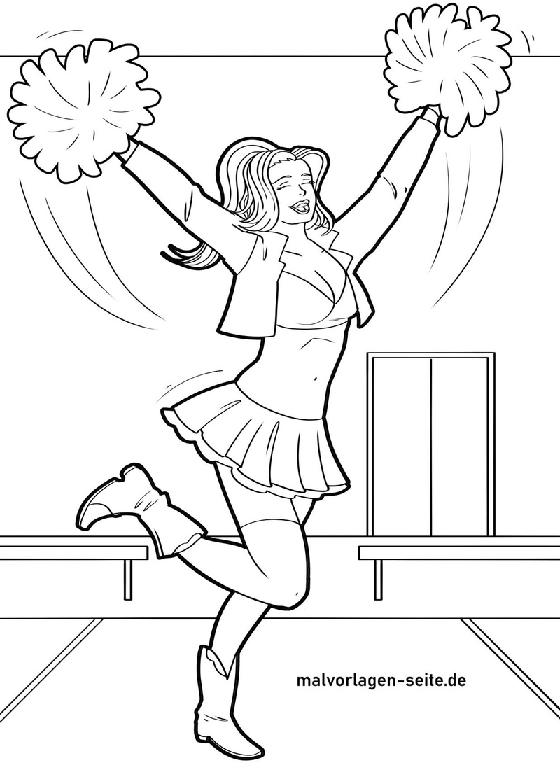 malvorlage-cheerleaderin-pompons-ausmalen