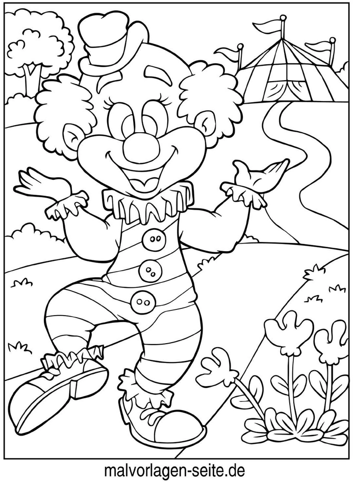 malvorlage-clown-im-zirkus-ausmalen