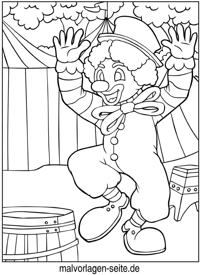 malvorlage-clown-im-zirkus-fuer-kinder