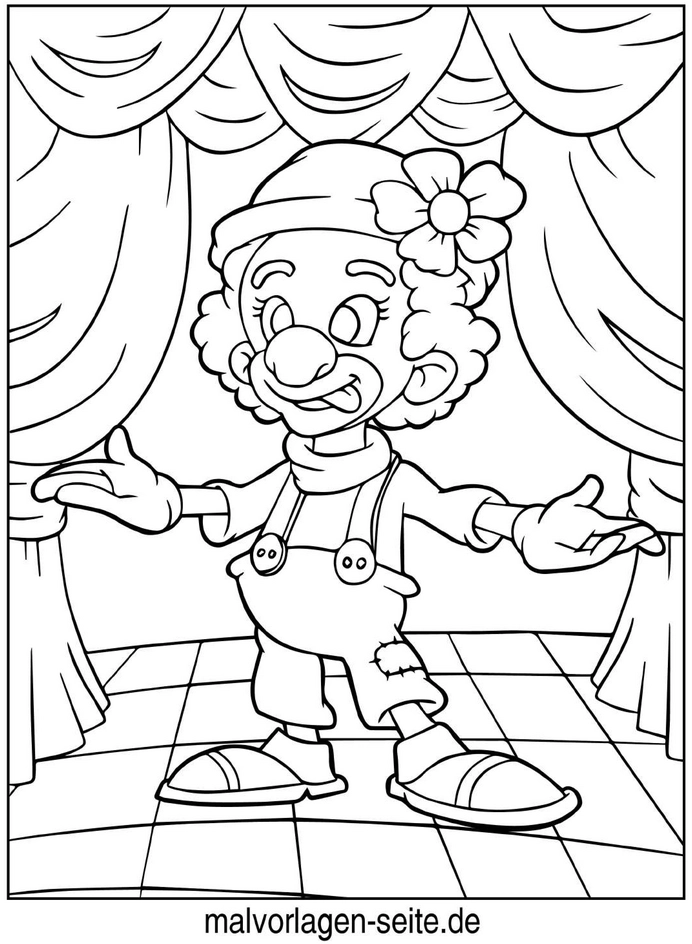 malvorlage-clown-im-zirkus-kreatives-ausmalen