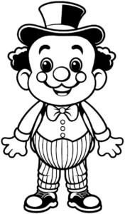malvorlage-clown-im-zirkus-mit-buntem-outfit