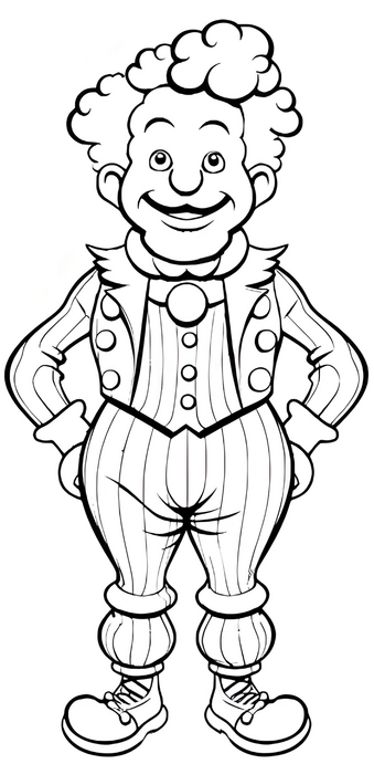 malvorlage-clown-im-zirkus-mit-bunten-details