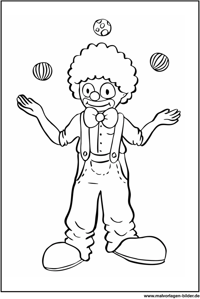 malvorlage-clown-jongliert-baelle