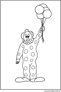 malvorlage-clown-mit-ballons-ausmalen