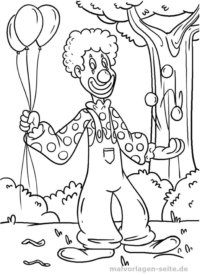 malvorlage-clown-mit-ballons-und-jonglage