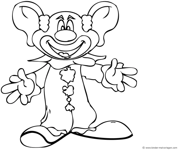 malvorlage-clown-mit-grossen-ohren-und-breitem-laecheln