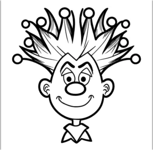 malvorlage-clown-mit-lustigem-haar