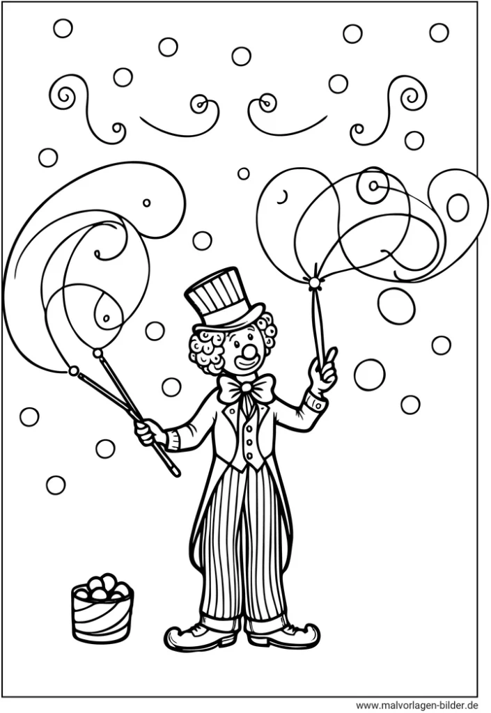 malvorlage-clown-mit-seifenblasen