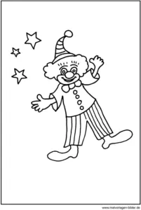 malvorlage-clown-mit-sternen