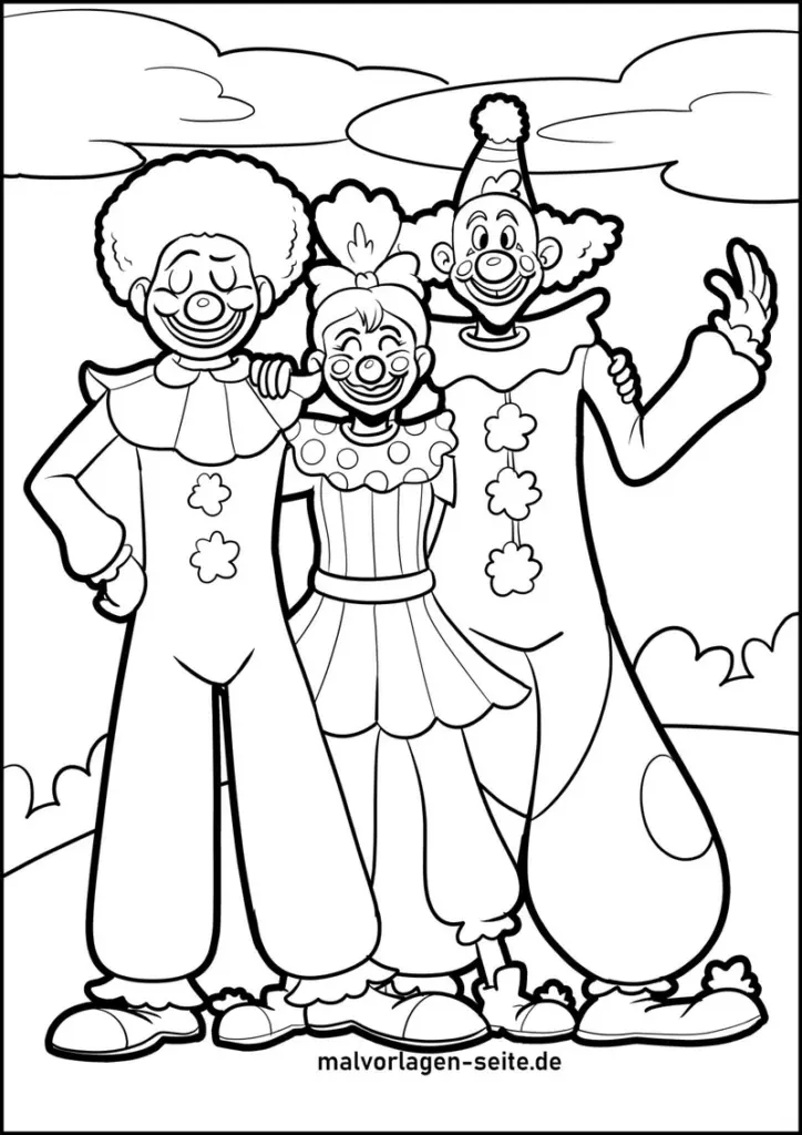 malvorlage-clowns-im-zirkus-fuer-kreative-ausmalstunden