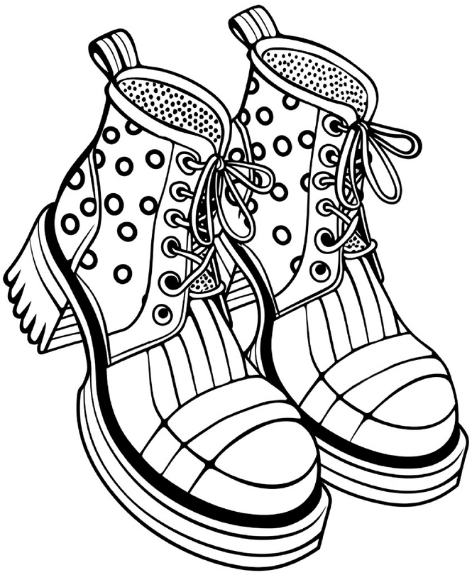 malvorlage-coole-schuhe-mit-punkten-zum-ausmalen