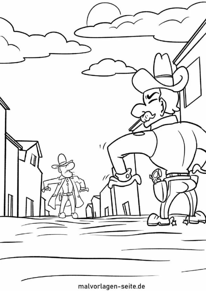 malvorlage-cowboys-im-duell