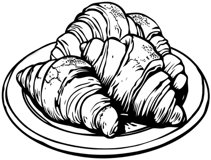 malvorlage-croissants-auf-teller