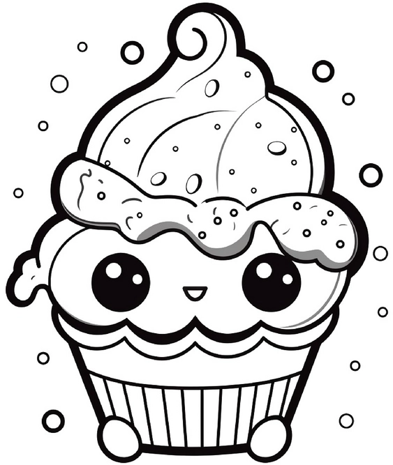 malvorlage-cupcake-mit-gesicht-zum-ausmalen
