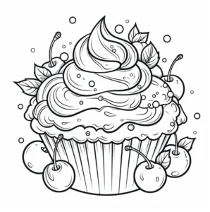 malvorlage-cupcake-mit-kirschen