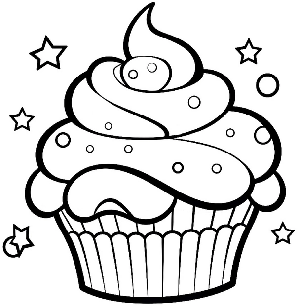 malvorlage-cupcake-mit-sahne-und-sternen