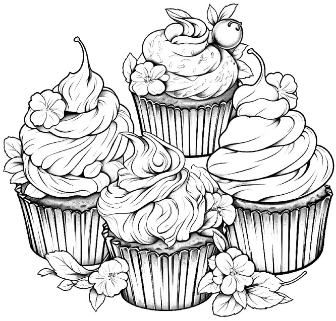 malvorlage-cupcakes-mit-blueten