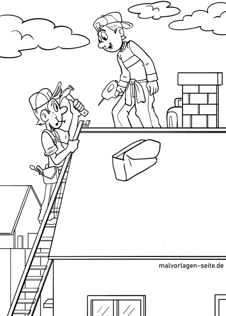 malvorlage-dachdecker-beim-bau-arbeiten