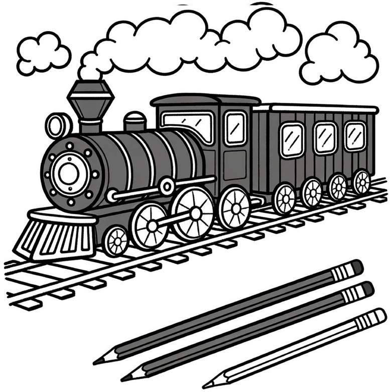 malvorlage-dampflok-auf-schienen-ausmalen