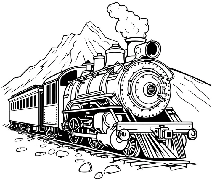 malvorlage-dampflokomotive-in-den-bergen