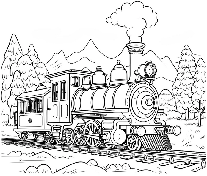 malvorlage-dampfzug-in-der-natur
