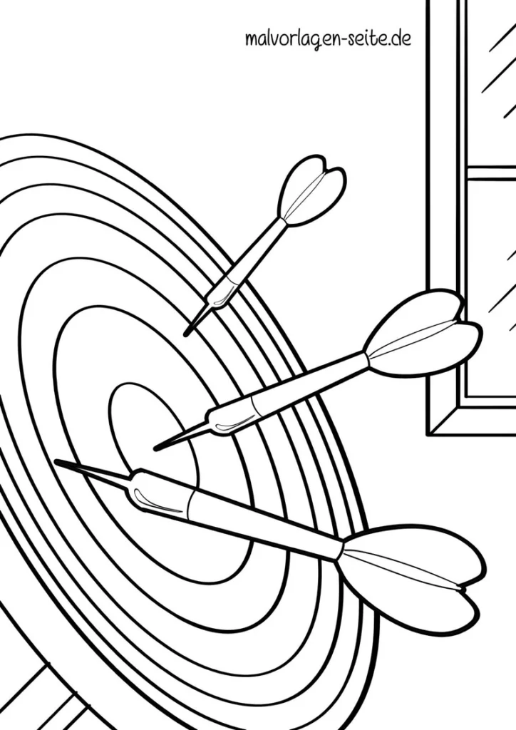 malvorlage-dartscheibe-mit-pfeilen