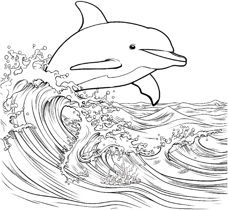 malvorlage-delfin-in-wellen