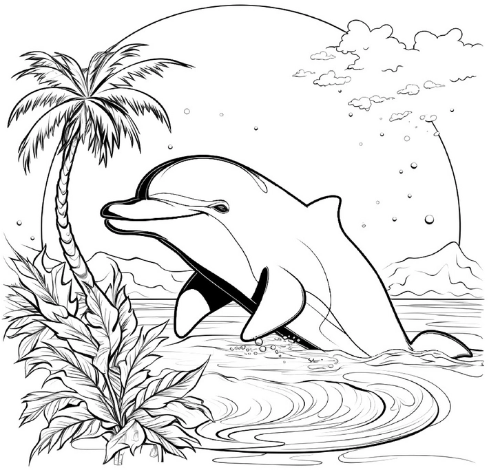 malvorlage-delfin-springt-aus-dem-wasser
