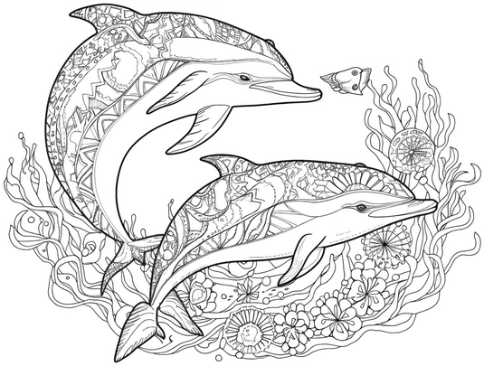 malvorlage-delfine-unterwasserwelt