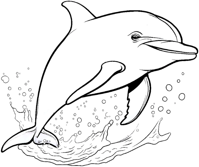 malvorlage-delphin-spritzwasser-wellen