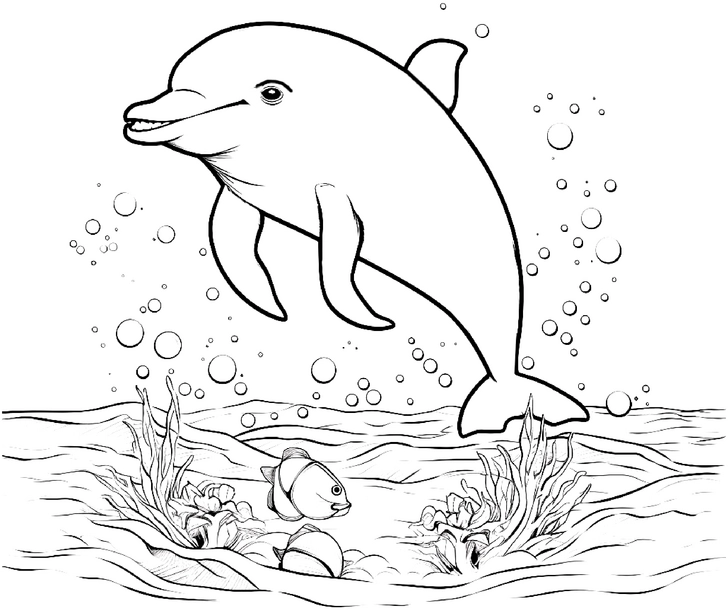 malvorlage-delphin-und-korallen-ausmalen