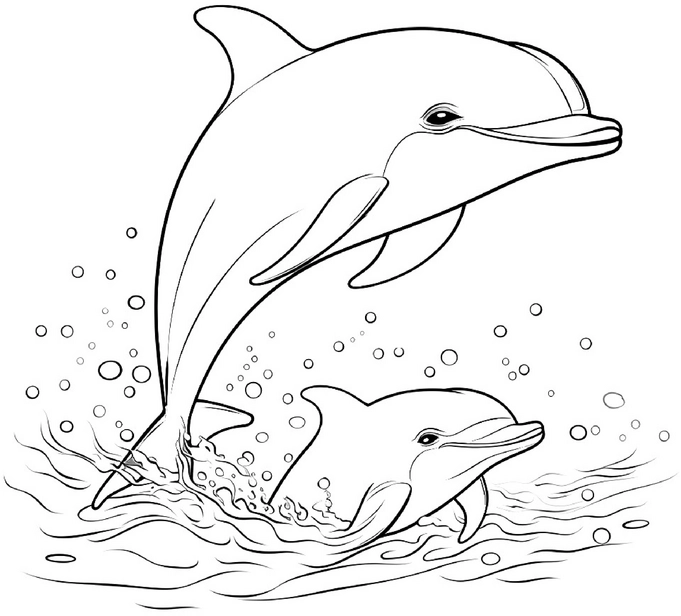 malvorlage-delphine-springen-im-wasser