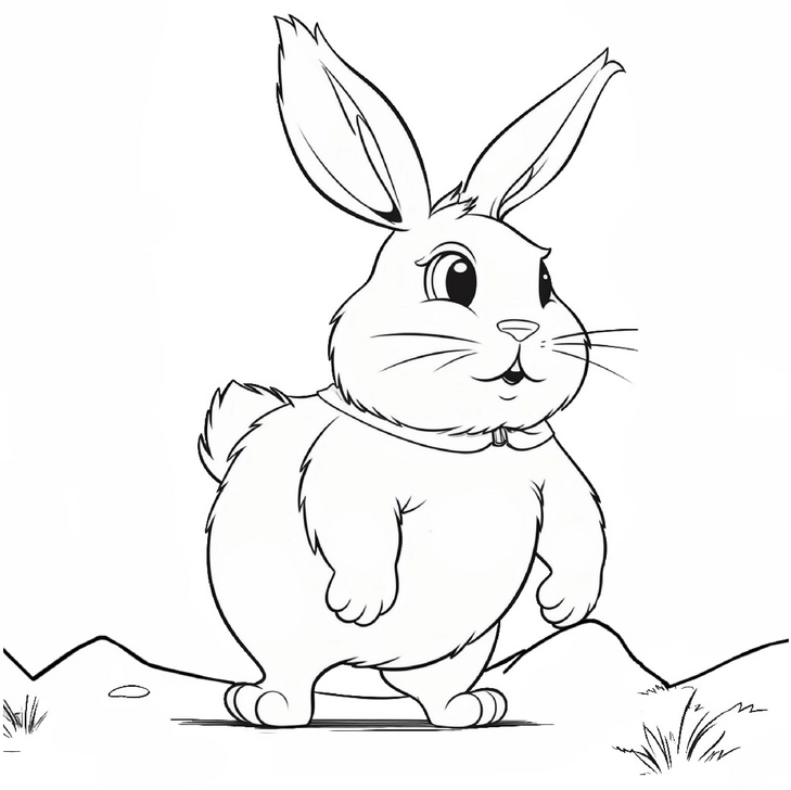 malvorlage-dickes-kaninchen-in-froehlicher-landschaft