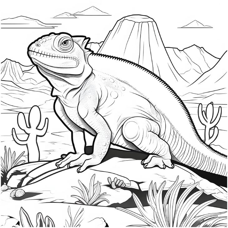 malvorlage-dinosaurier-auf-felsen-in-der-natur