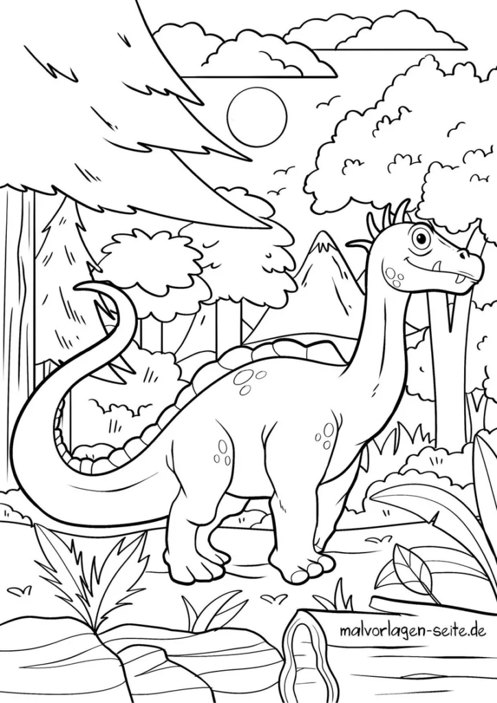 malvorlage-dinosaurier-in-der-natur