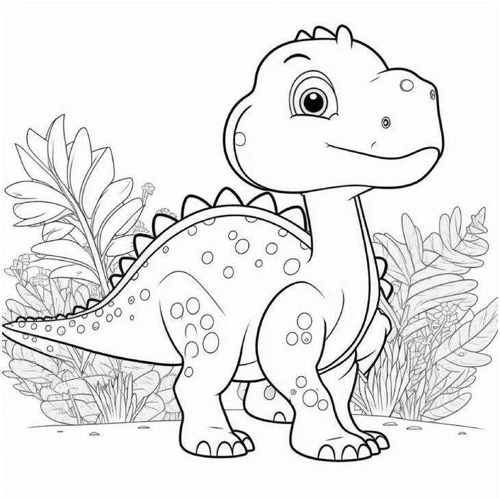 malvorlage-dinosaurier-in-der-pflanzenwelt