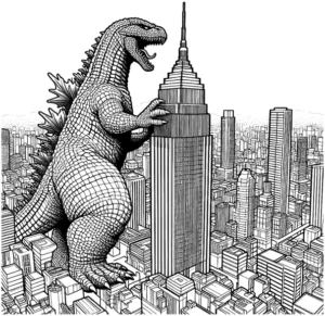 malvorlage-dinosaurier-in-der-stadt