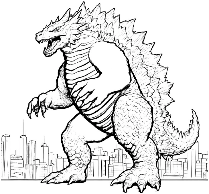 malvorlage-dinosaurier-in-der-stadt