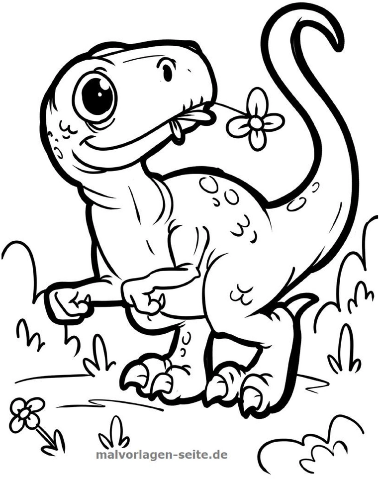 malvorlage-dinosaurier-mit-blume-im-mund