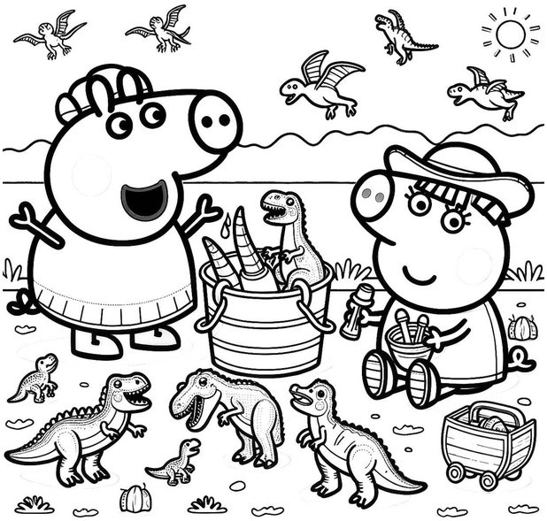 malvorlage-dinosaurier-peppa-wutz-freunde