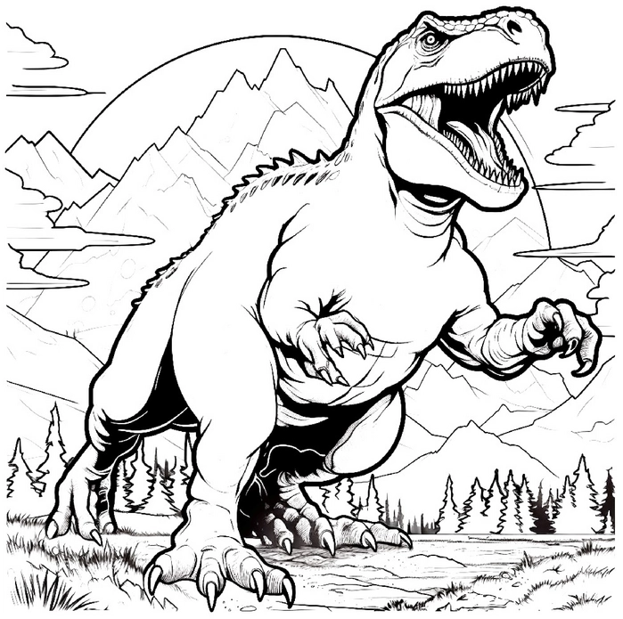 malvorlage-dinosaurier-tyrannosaurus-natur