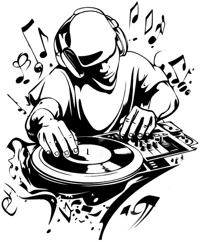 malvorlage-dj-am-plattenteller-mit-musiknoten