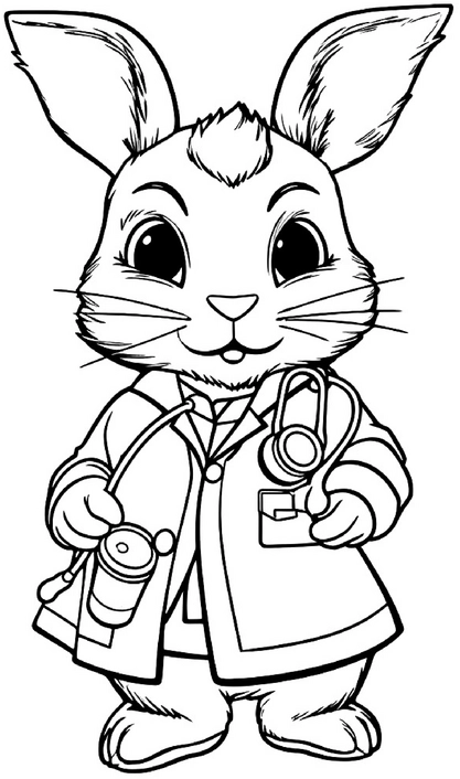 malvorlage-doktor-hase-mit-stethoskop-und-arztkittel