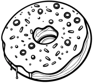 malvorlage-donut-mit-schokoladenglasur-und-streuseln