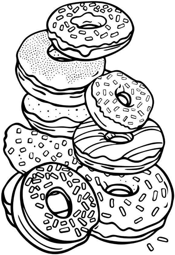malvorlage-donuts-stapel-ausmalen